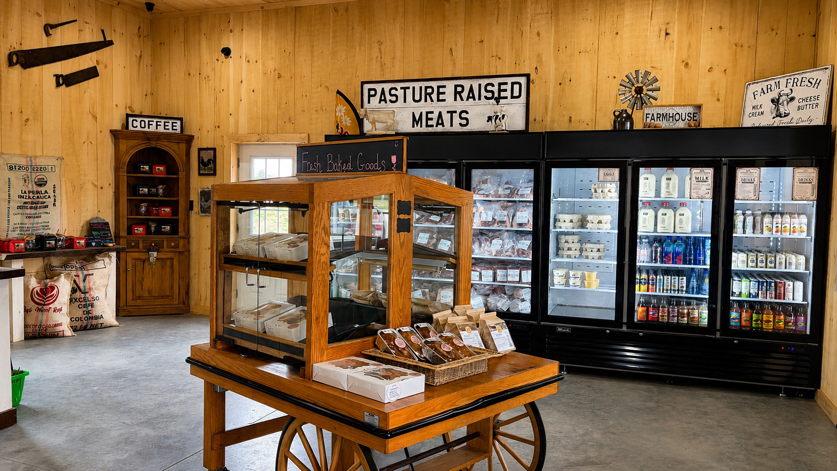 Country store entrance and porch
